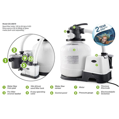Intex Automatic Pool Cleaner w/Krystal Clear Saltwater System & Sand Filter Pump