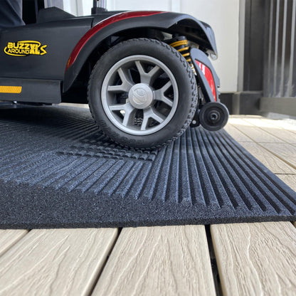 EZ-ACCESS TRANSITIONS 1.5" Non Slip Rectangular Rubber Angled Entry Mat, Black