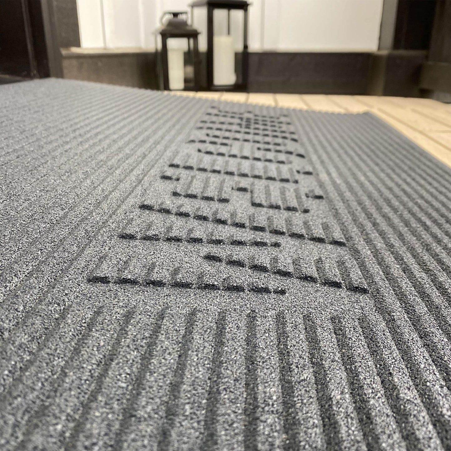 EZ-ACCESS TRANSITIONS 1.5" Non Slip Rectangular Rubber Angled Entry Mat, Black