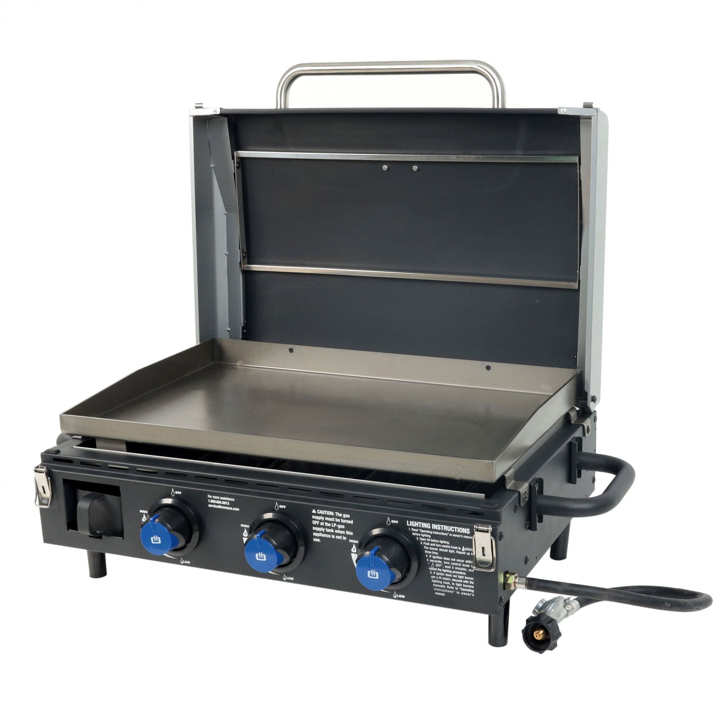 Razor Universal Rolling Prep Cart and 34.5 In Triple Burner LP Propane Gas Grill