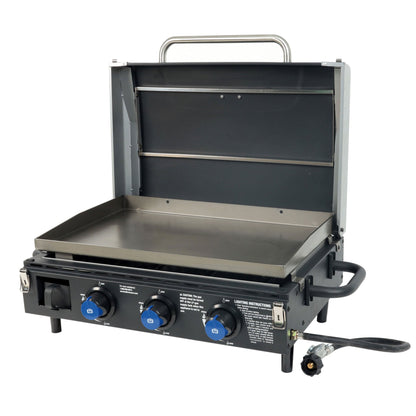 Razor Universal Rolling Prep Cart and 34.5 In Triple Burner LP Propane Gas Grill