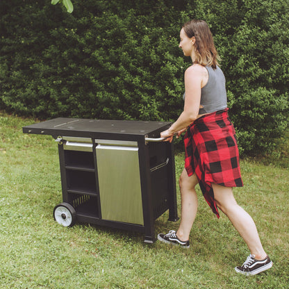 Razor Universal Rolling Prep Cart and 34.5 In Triple Burner LP Propane Gas Grill