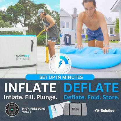 Solstice Plunge 100 Gallon Inflatable Insulated Ice Bath Tub with Lid, White