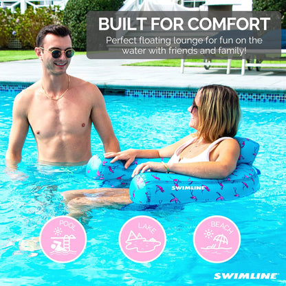 Swimline Original Fabric Covered U Seat Inflatable Pool Lounger with Sling Seat