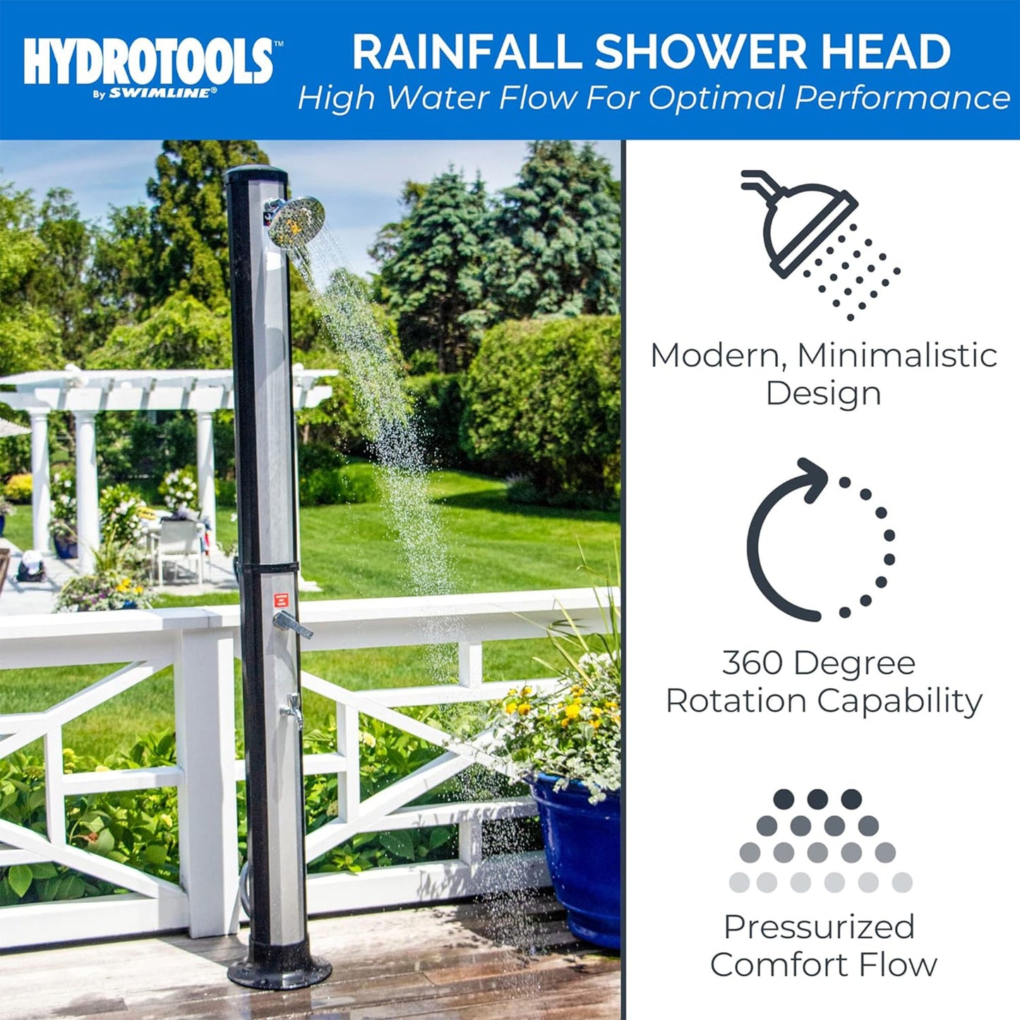 Swimline HydroTools Niagara Rainfall 7 Foot Adjustable Outdoor Solar Shower