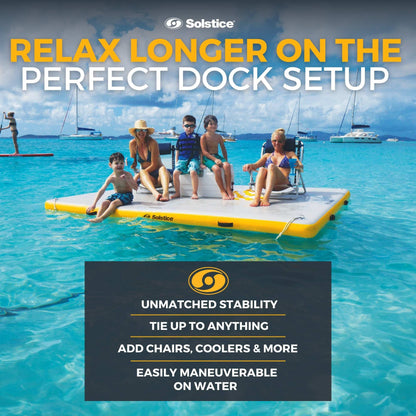 Solstice 10' x 10' Inflatable Floating Dock Rafting Platform with Pump and Bag