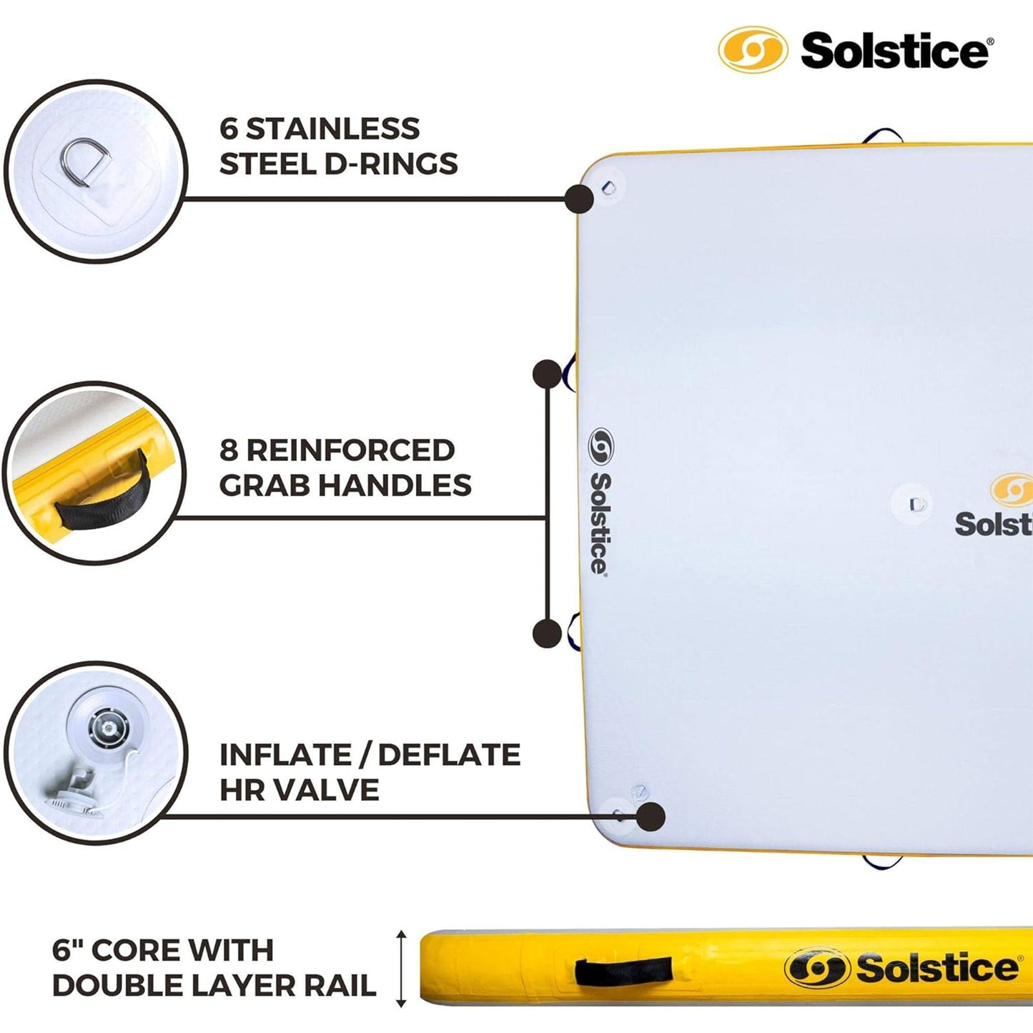 Solstice 10' x 10' Inflatable Floating Dock Rafting Platform with Pump and Bag