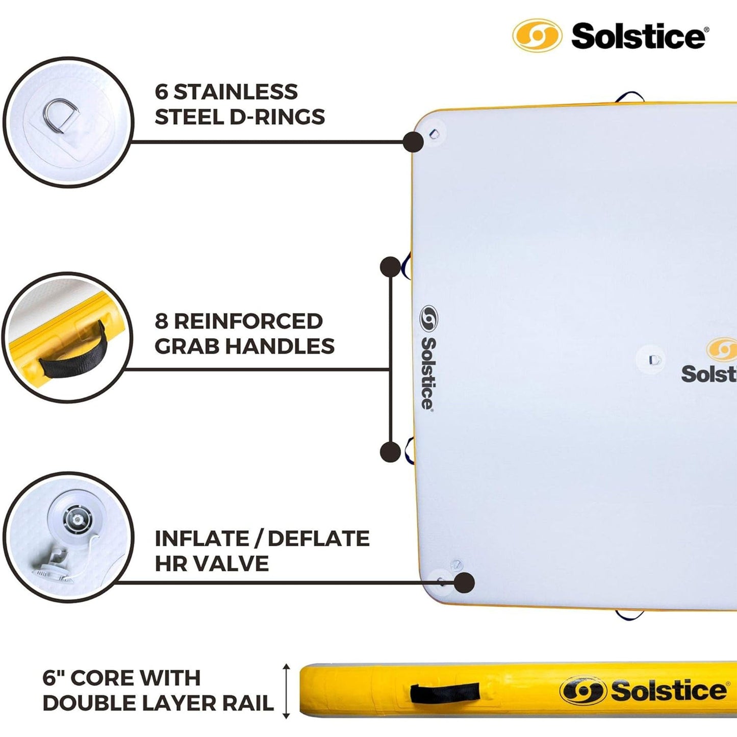 Solstice 10' x 8' Inflatable Floating Dock Rafting Platform with Pump and Bag