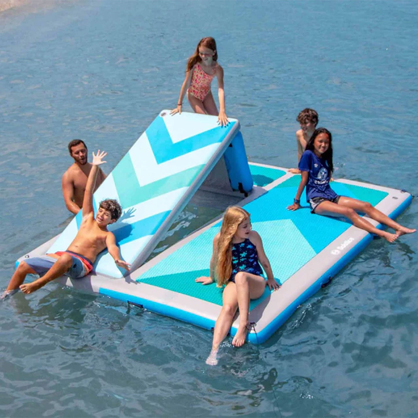 Solstice 10' x 8' Inflatable Convertible Floating Slide Dock with Pump and Bag