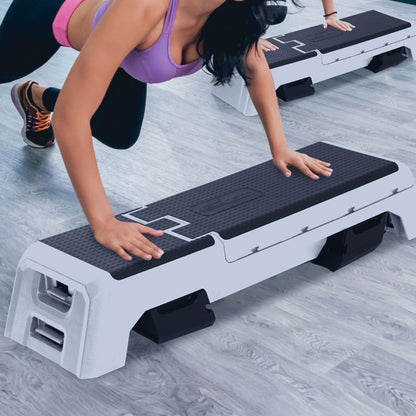 HolaHatha Multifunctional Fitness Aerobic Deck with Storage Compartment, Silver