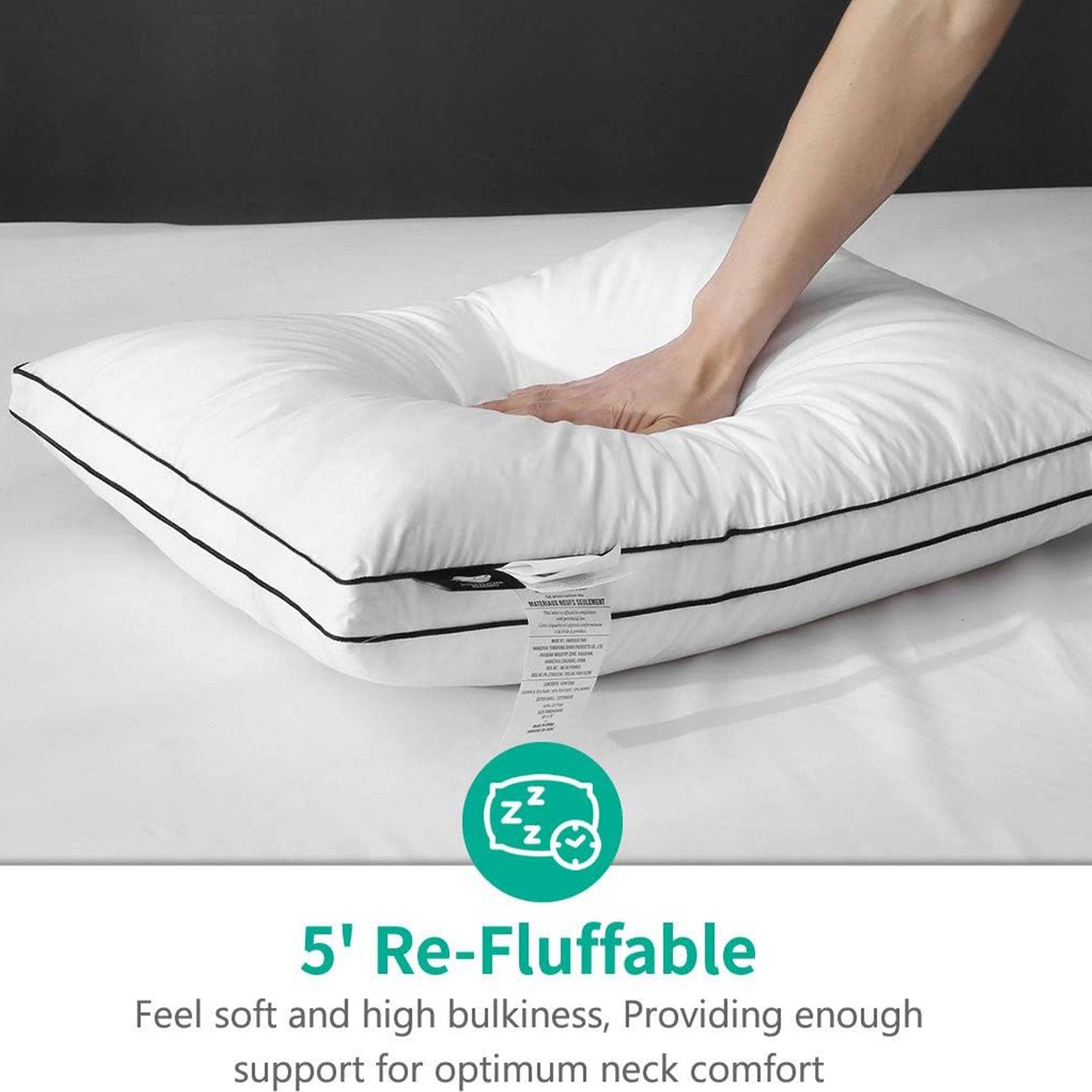 APSMILE Goose Feathers and Down Pillow with Gusseted Pillow Inserts for Sleeping