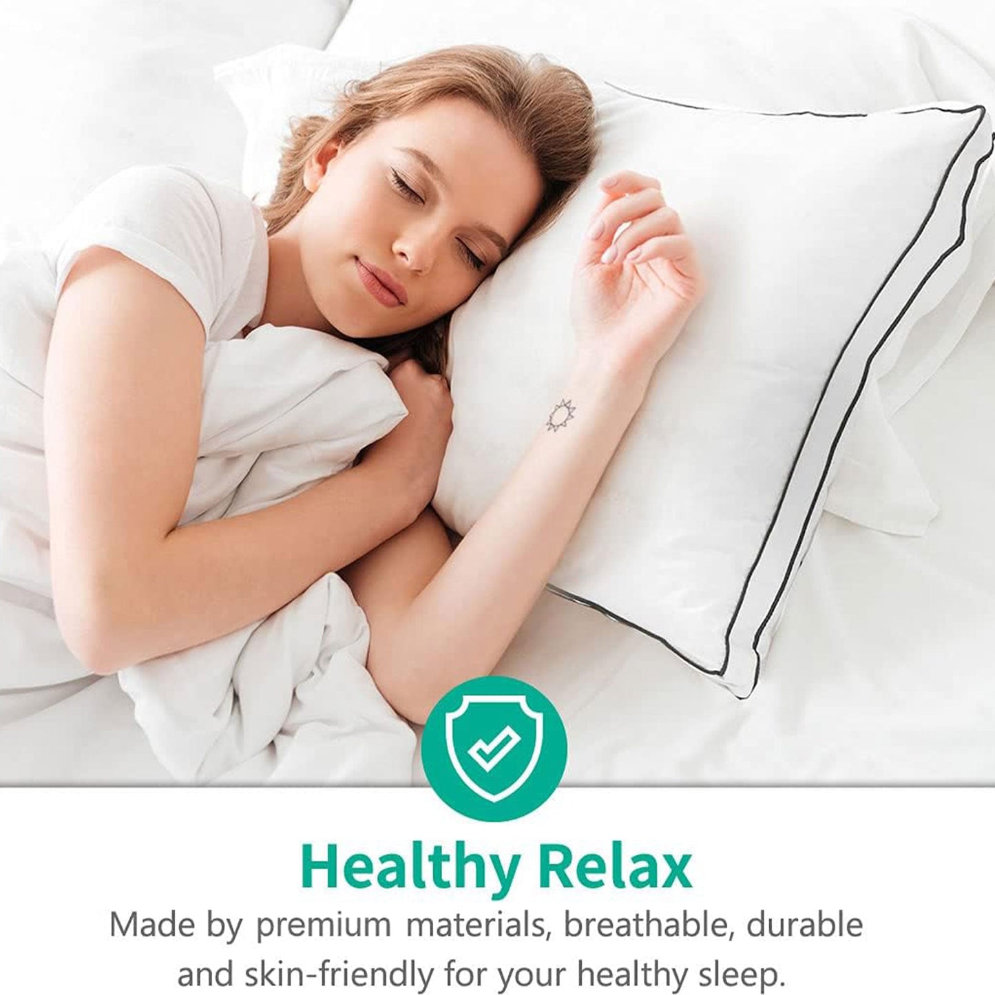 APSMILE Goose Feathers and Down Pillow with Gusseted Pillow Inserts for Sleeping