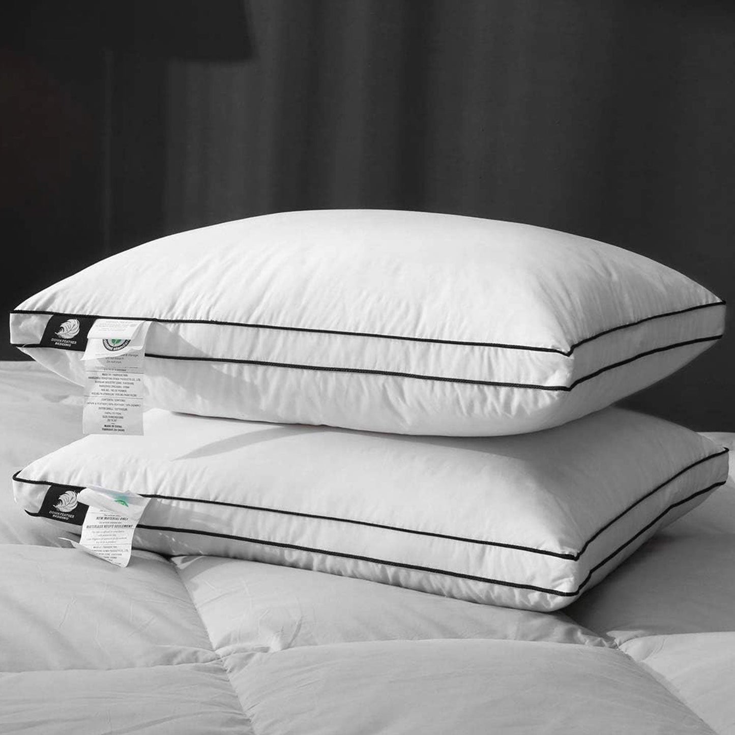 APSMILE Goose Feathers and Down Pillow with Gusseted Pillow Inserts for Sleeping