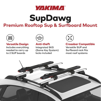Yakima SupDawg Roof Mount SUP, Kayak, Surfboard Rack for Yakima Crossbars, Black