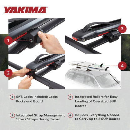 Yakima SupDawg Roof Mount SUP, Kayak, Surfboard Rack for Yakima Crossbars, Black