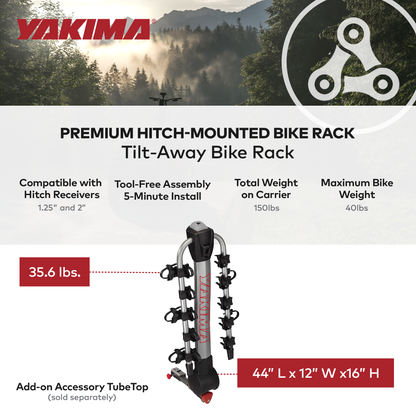 Yakima RidgeBack Tilt Away Hitch Rack Holds for Cars, SUVs, Trucks