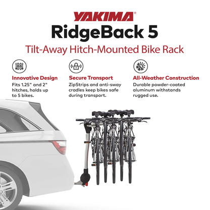 Yakima RidgeBack Tilt Away Hitch Rack Holds for Cars, SUVs, Trucks