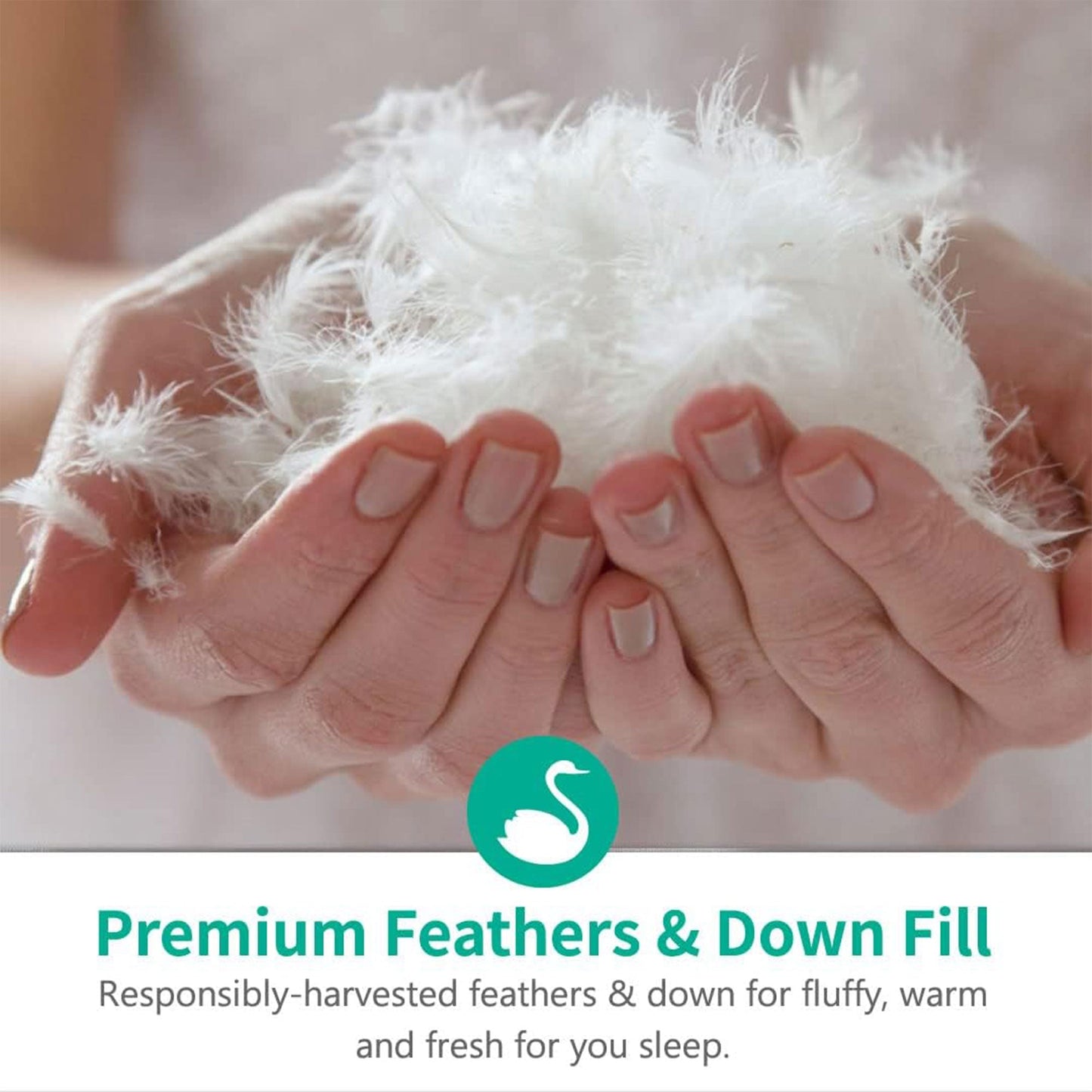 APSMILE 90 x 106 Inch King Sized All Season Feathers Down Cotton Comforter, Gray