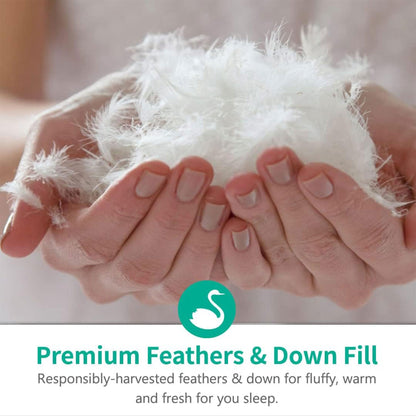 APSMILE 90 x 106 Inch King Sized All Season Feathers Down Cotton Comforter, Gray