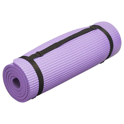 BalanceFrom Fitness 7 Piece Yoga Set with Mat, Stretch Strap & Knee Pad, Purple