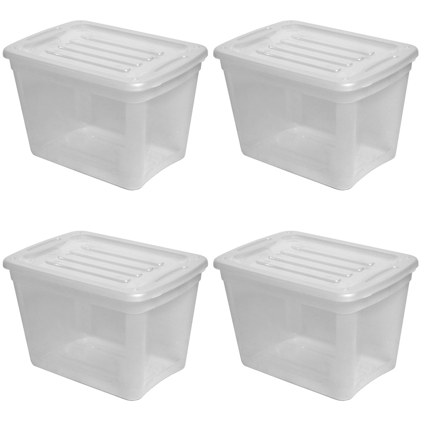 Gracious Living 10 gal Stackable Storage Container Bin w/Lid, Clear (4 Pack)
