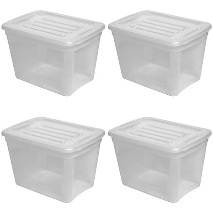 Gracious Living 10 gal Stackable Storage Container Bin w/Lid, Clear (4 Pack)