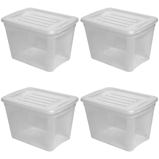 Gracious Living 10 gal Stackable Storage Container Bin w/Lid, Clear (4 Pack)