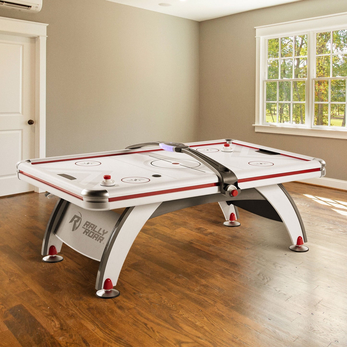 Rally and Roar 7 Foot Air Powered Hockey Table w/ Electronic Scorer, 2 Pucks and 2 Pushers
