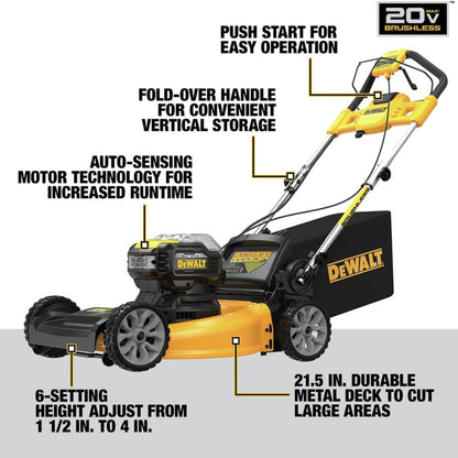 DEWALT 20V MAX Self Propelled 21.5" Automatic Brushless Lawn Mower with Charger