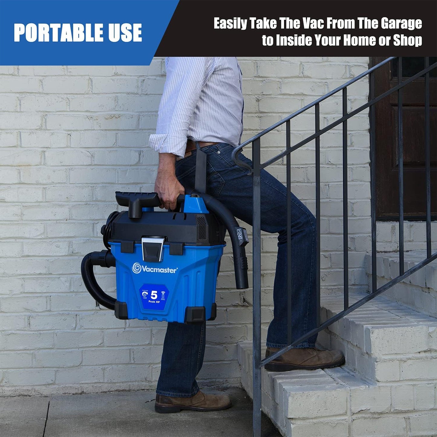 Vacumaster 5 Gal Remote Control Wall Mount Wet/Dry Vacuum Tank for Garage Shops