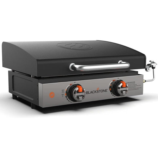 Blackstone Stainless Steel Propane Hood Portable Outdoor Griddle Grill, Black