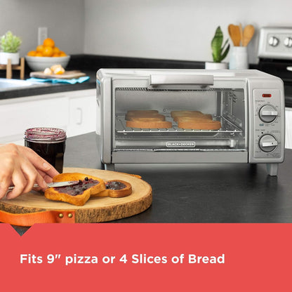 BLACK+DECKER Crisp N Bake Countertop Air Fryer 4 Slice Toaster Pizza Oven, Gray