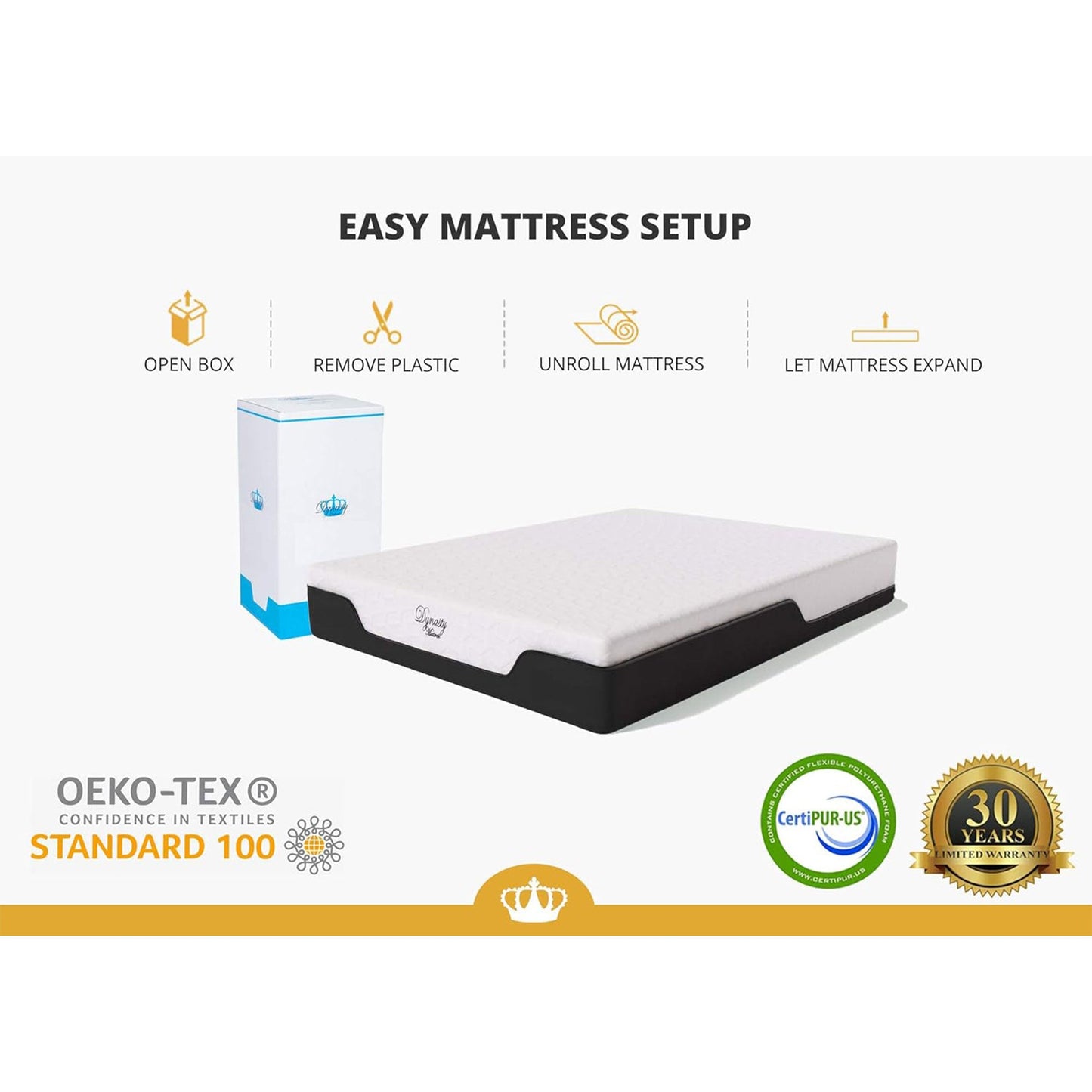 Dynasty Mattress 10 Inch CoolBreeze Gel Memory Foam Mattress with Cover, Queen