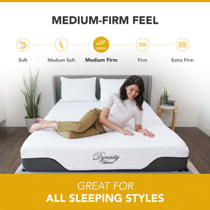 Dynasty Mattress 10 Inch CoolBreeze Gel Memory Foam Mattress with Cover, Queen