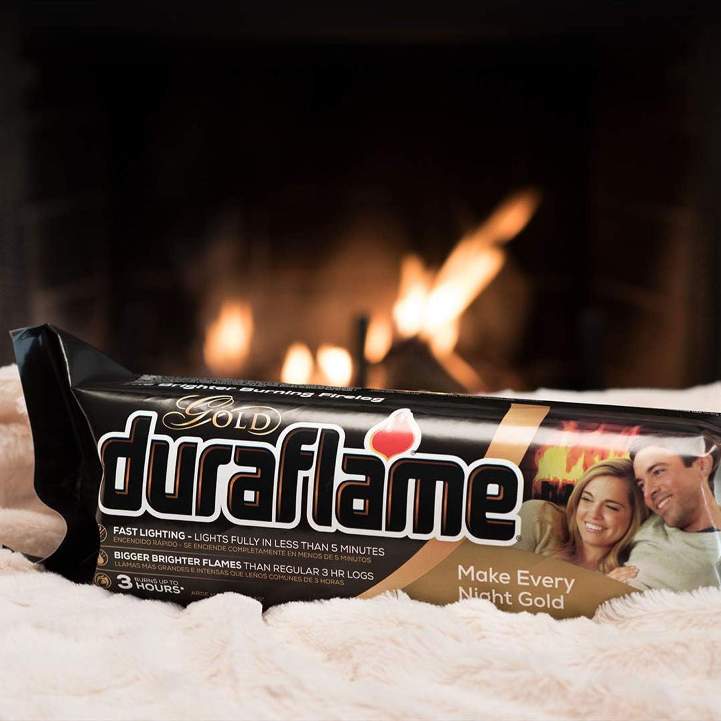 Duraflame Clean Burning Gold Firelogs 3 Hour Burn Indoor/Outdoor Flames, 6 Pack