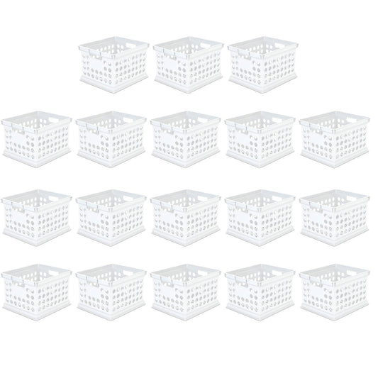 Sterilite Stackable Plastic Storage Open Crate Bin Organizer Box, White, 18-Pack