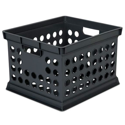 Sterilite Stackable Plastic Storage Open Crate Bin Organizer Box, Black (6 Pack)