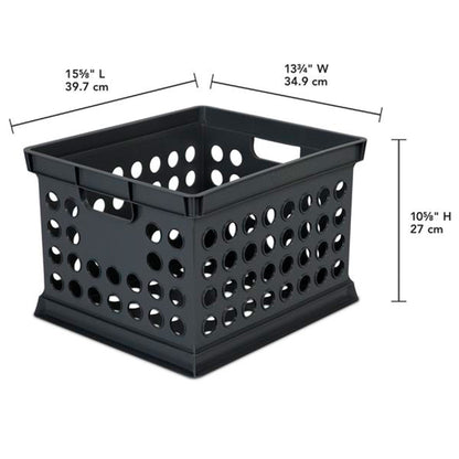 Sterilite Stackable Plastic Storage Open Crate Bin Organizer Box, Black, 24 Pack