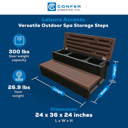 Confer Plastics Leisure Accents Outdoor Spa Hot Tub Storage Steps, Espresso