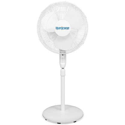 Hurricane Supreme 16" 3 Speed Oscillating Stand Pedestal Fan with Remote, White