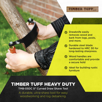 Timber Tuff 5 Inch Ultra Sharp Blade Heavy Duty Steel Curved Draw Shave Tool