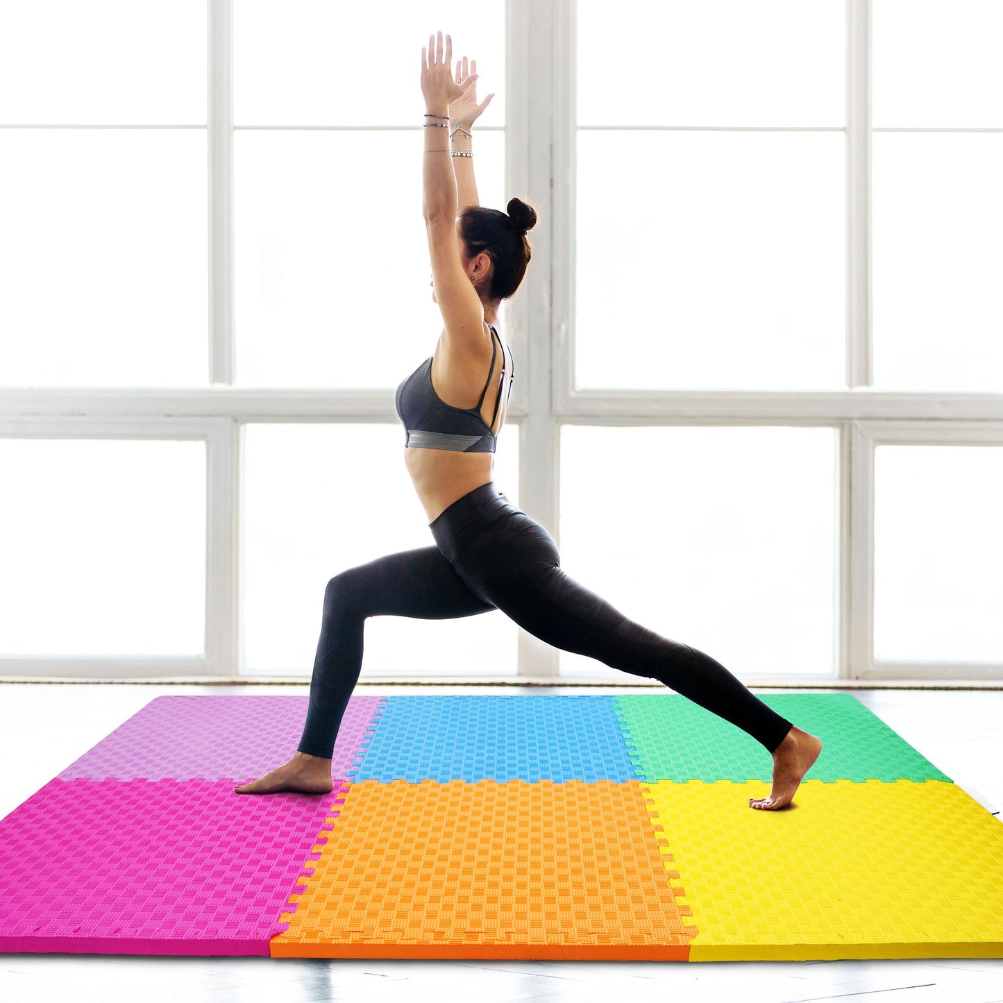 BalanceFrom Fitness 24 Sq Ft Interlocking EVA Foam Exercise Mat Tiles, Multi