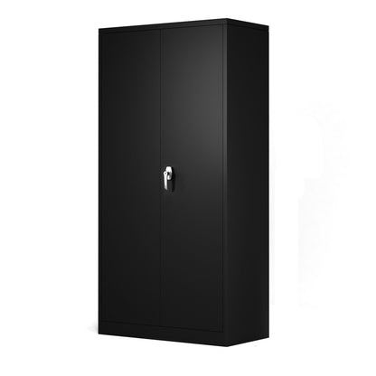 AOBABO Metal Storage Cabinet with 3 Adjustable Shelves and 1 Cloth Rail, Black