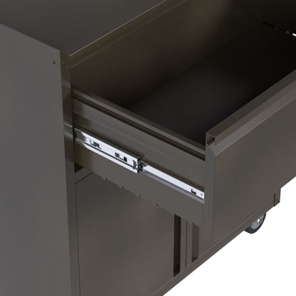 AOBABO Steel Lockable Wheeled Tool Storage Cabinet with Drawer & Shelves, Black