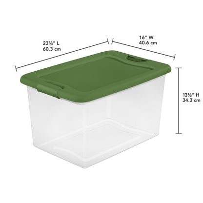 Sterilite 64 Qt Latching Plastic Holiday Storage Bin Clear Container, (6 Pack)