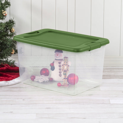 Sterilite 64 Qt Latching Plastic Holiday Storage Bin Clear Container, (6 Pack)