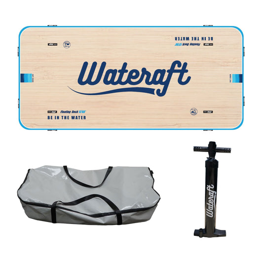 Wateraft 13' x 6' Inflatable Floating Island Dock Platform Raft, White/Blue