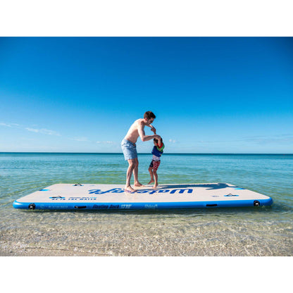 Wateraft 13' x 6' Inflatable Floating Island Dock Platform Raft, White/Blue