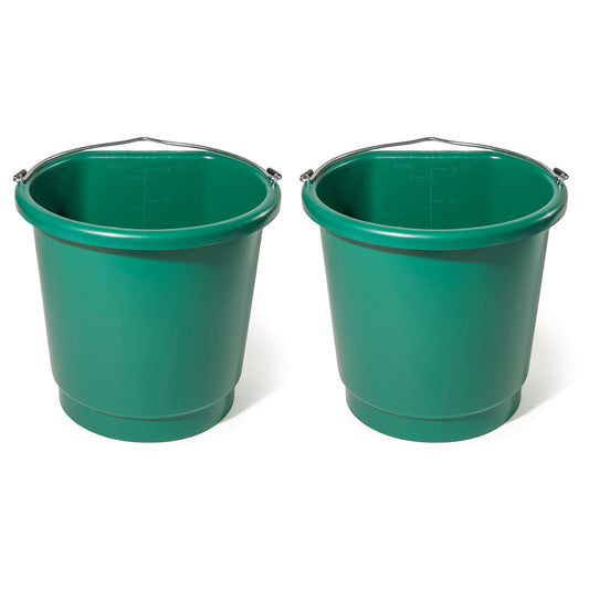 Farm Innovators 3 Gal Flat Back Plastic Heated Bucket, 70 Watt, Green (2 Pack)