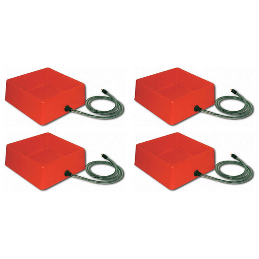 Farm Innovators 1.25 Gallon 60W Electric Heated Pet Water Bowl, Red (4 Pack)